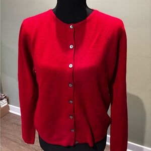 Valerie Stevens Vibrant Red  100% cashmere Women's Cardigan